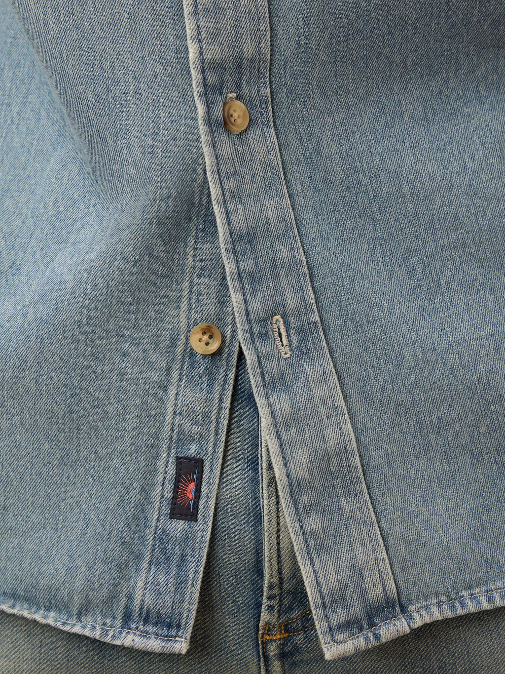 Organic Denim Button Down Shirt - Sea Isle Wash