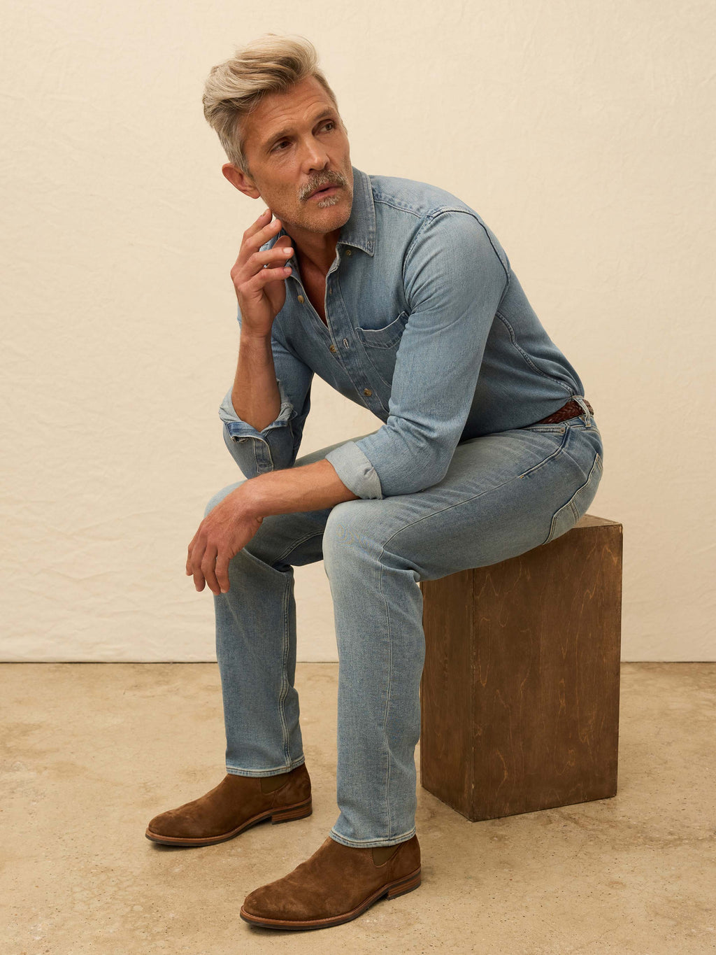Organic Denim Button Down Shirt - Sea Isle Wash