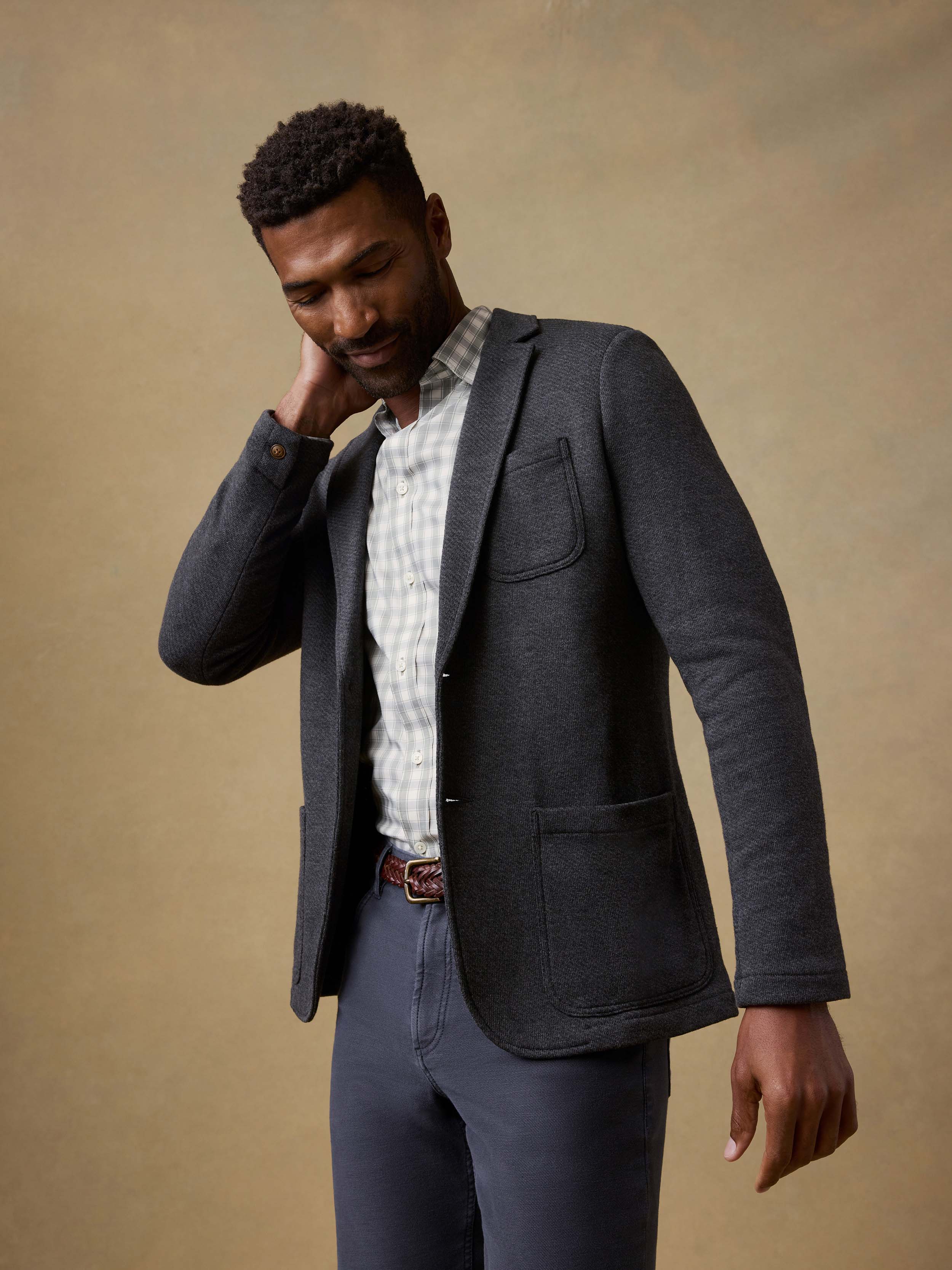 Inlet Knit Blazer - Black Sky Melange