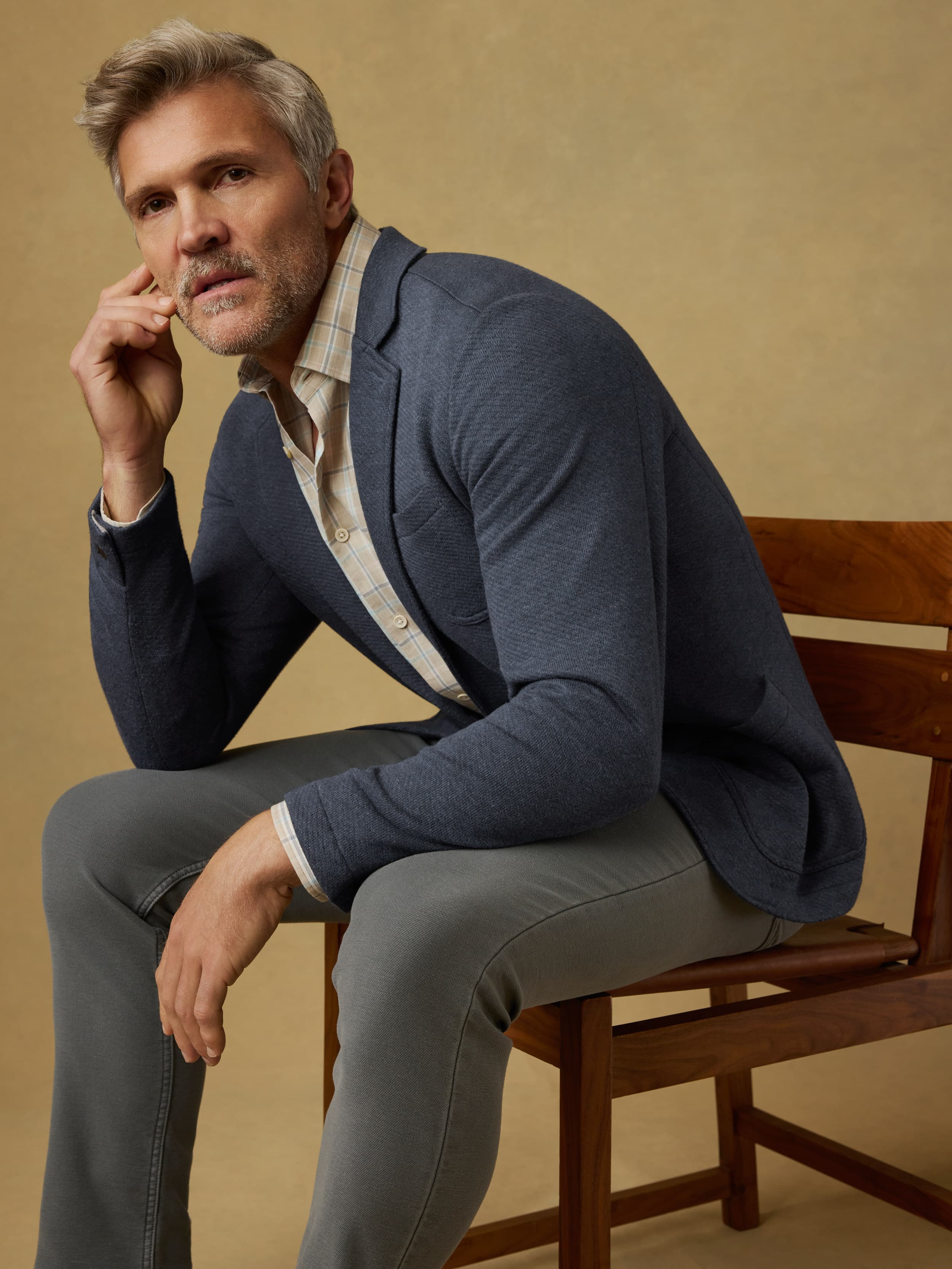 Inlet Knit Blazer - Deep Navy Melange