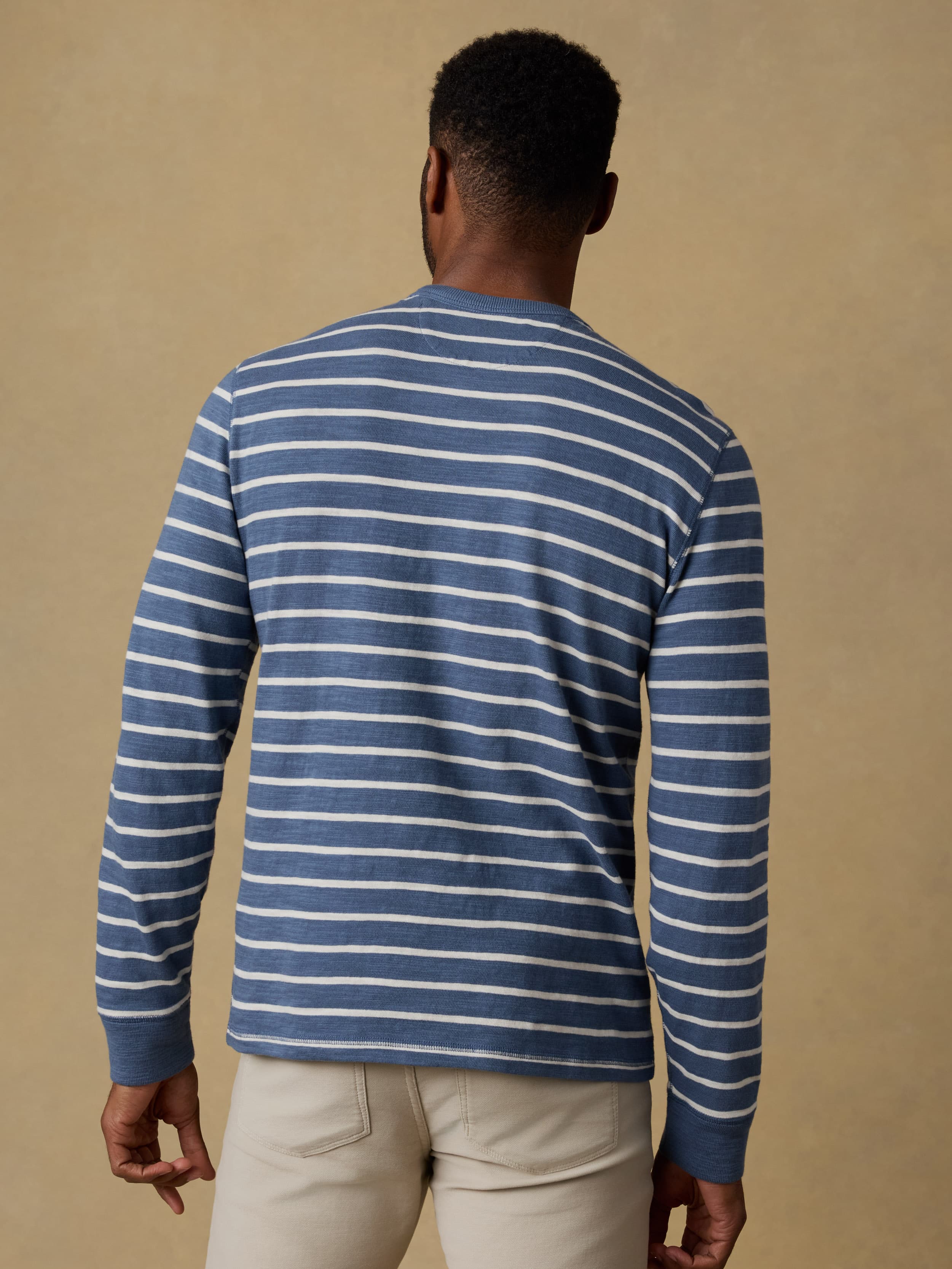 Sunwashed Slub Crew - Breaker Blue Breton Stripe