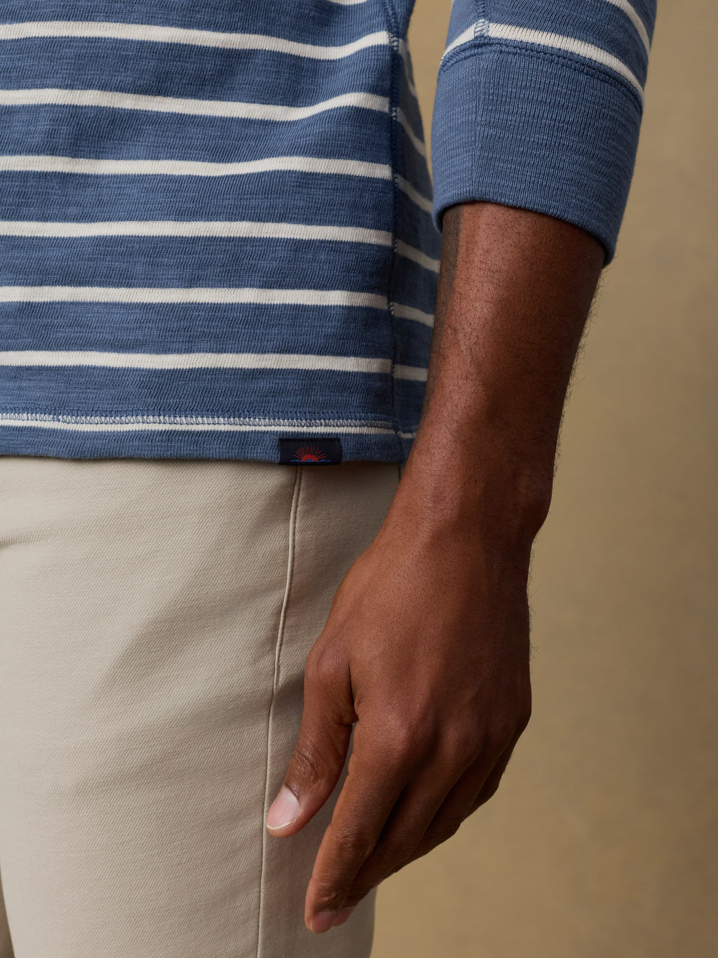 Sunwashed Slub Crew - Breaker Blue Breton Stripe
