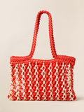 Sunwashed Macrame Tote - Poppy Red