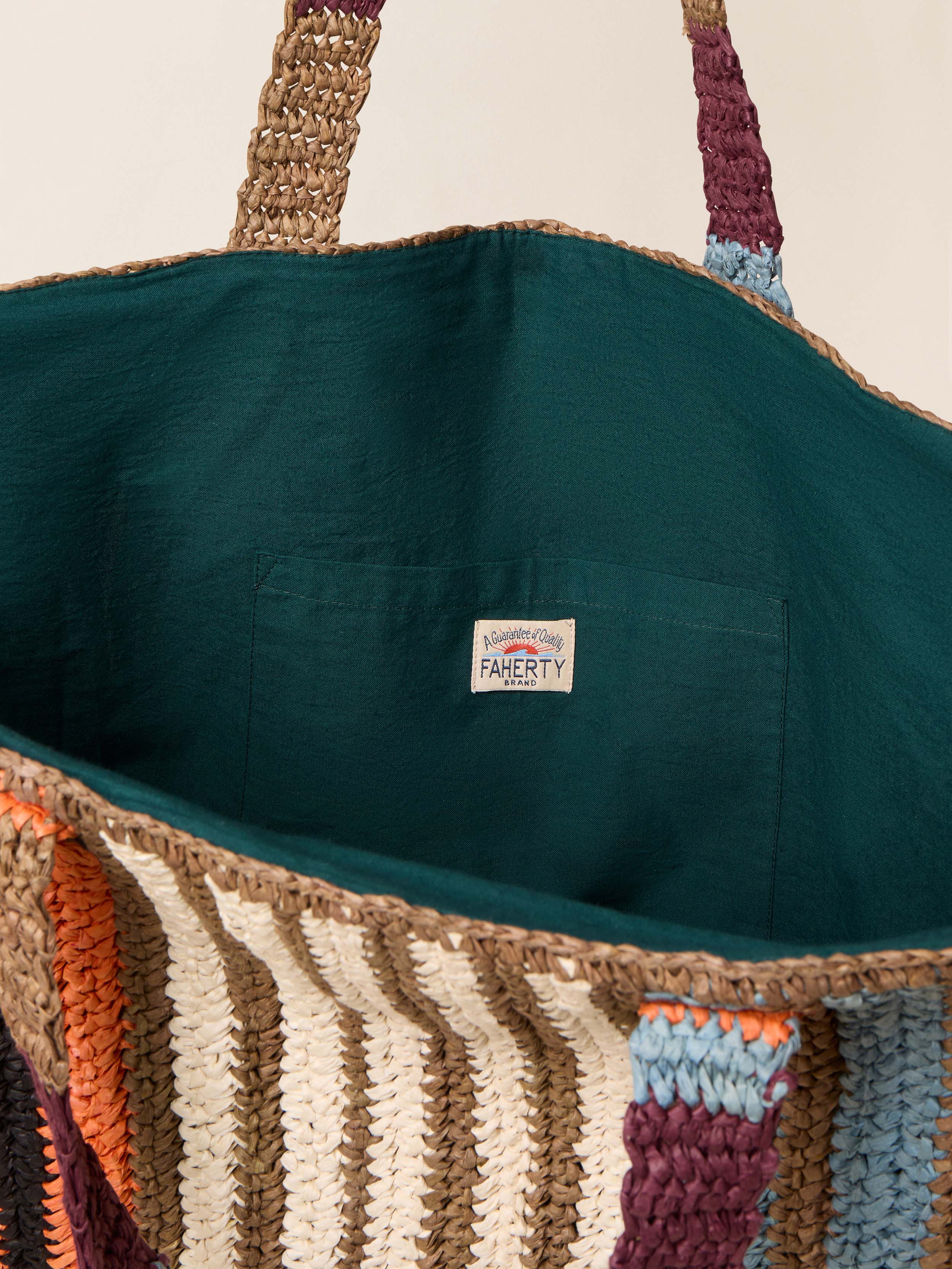 Straw Striped Beach Tote - Canyon Stripe