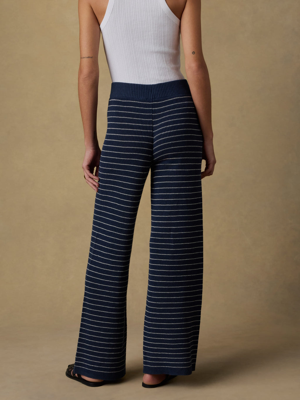 Miramar Linen Sweater Pant - Navy Stripe