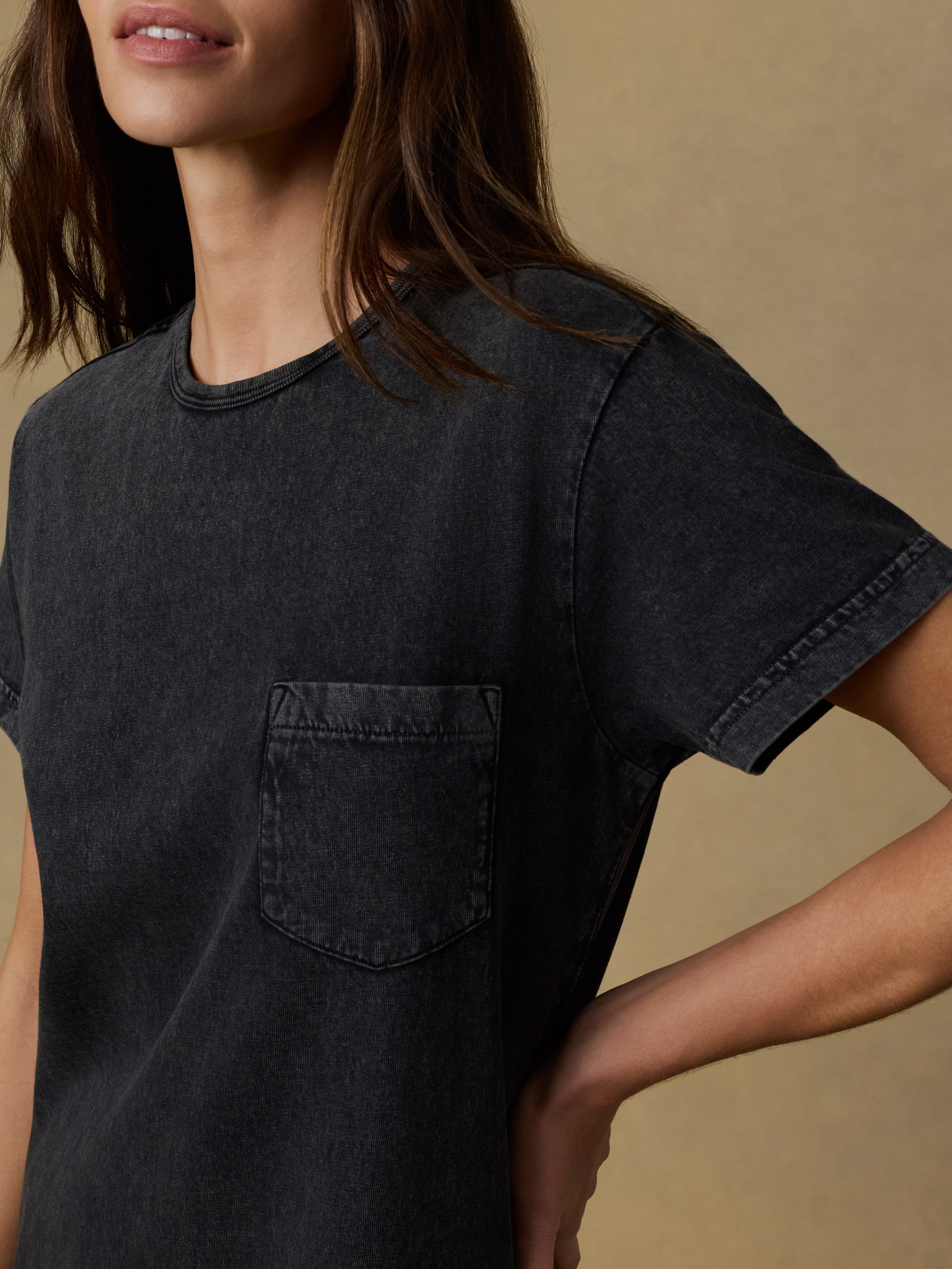 Recycled Cotton Jersey T Shirt Dress - Washed Black