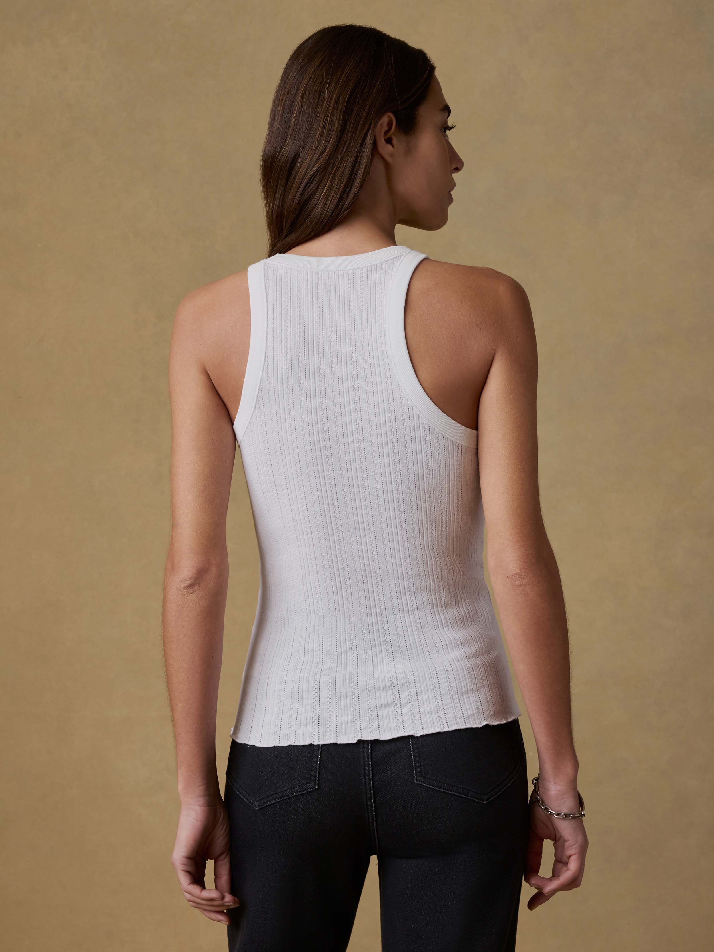 Paradise Pointelle Tank - White