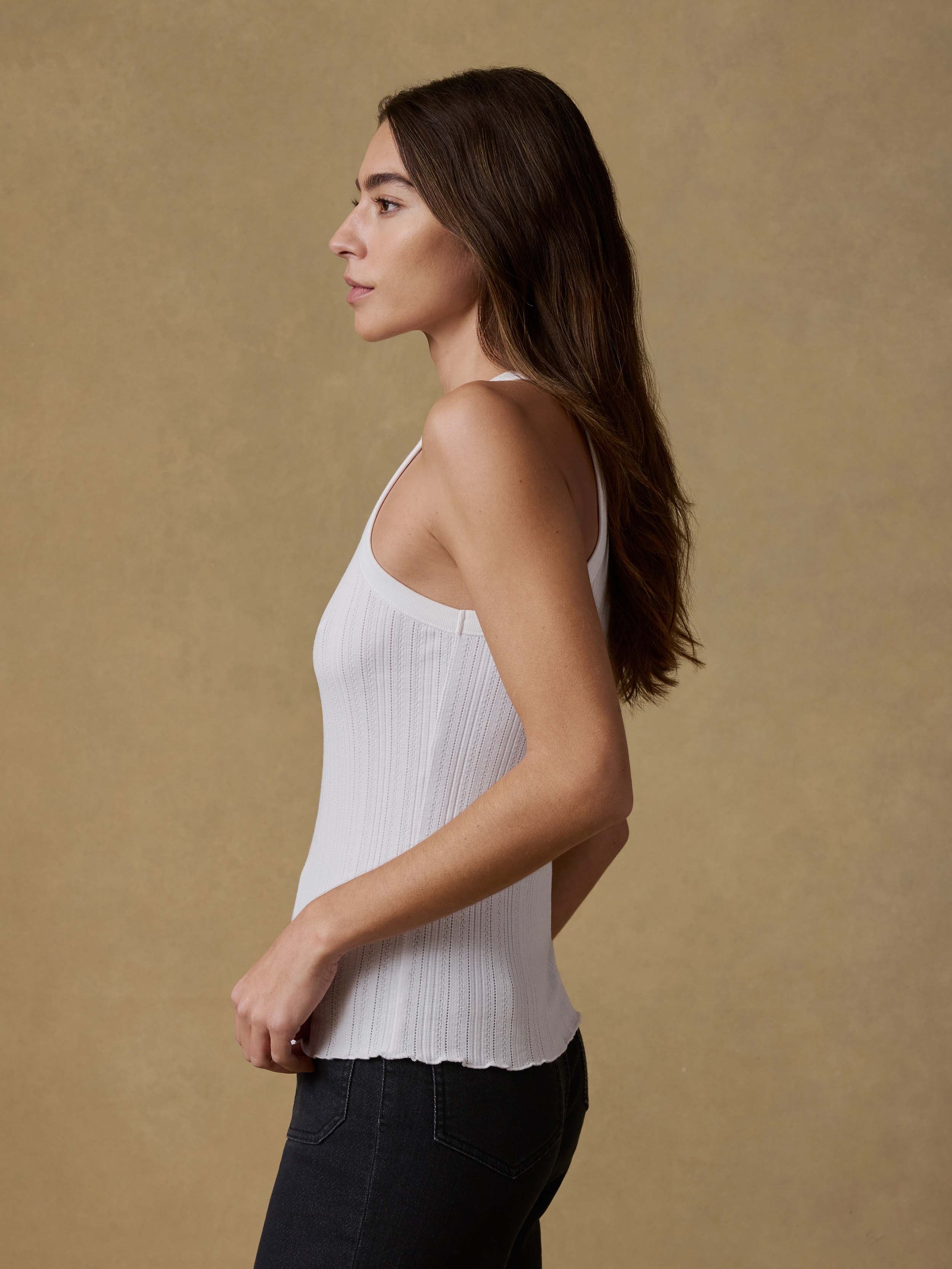 Paradise Pointelle Tank - White