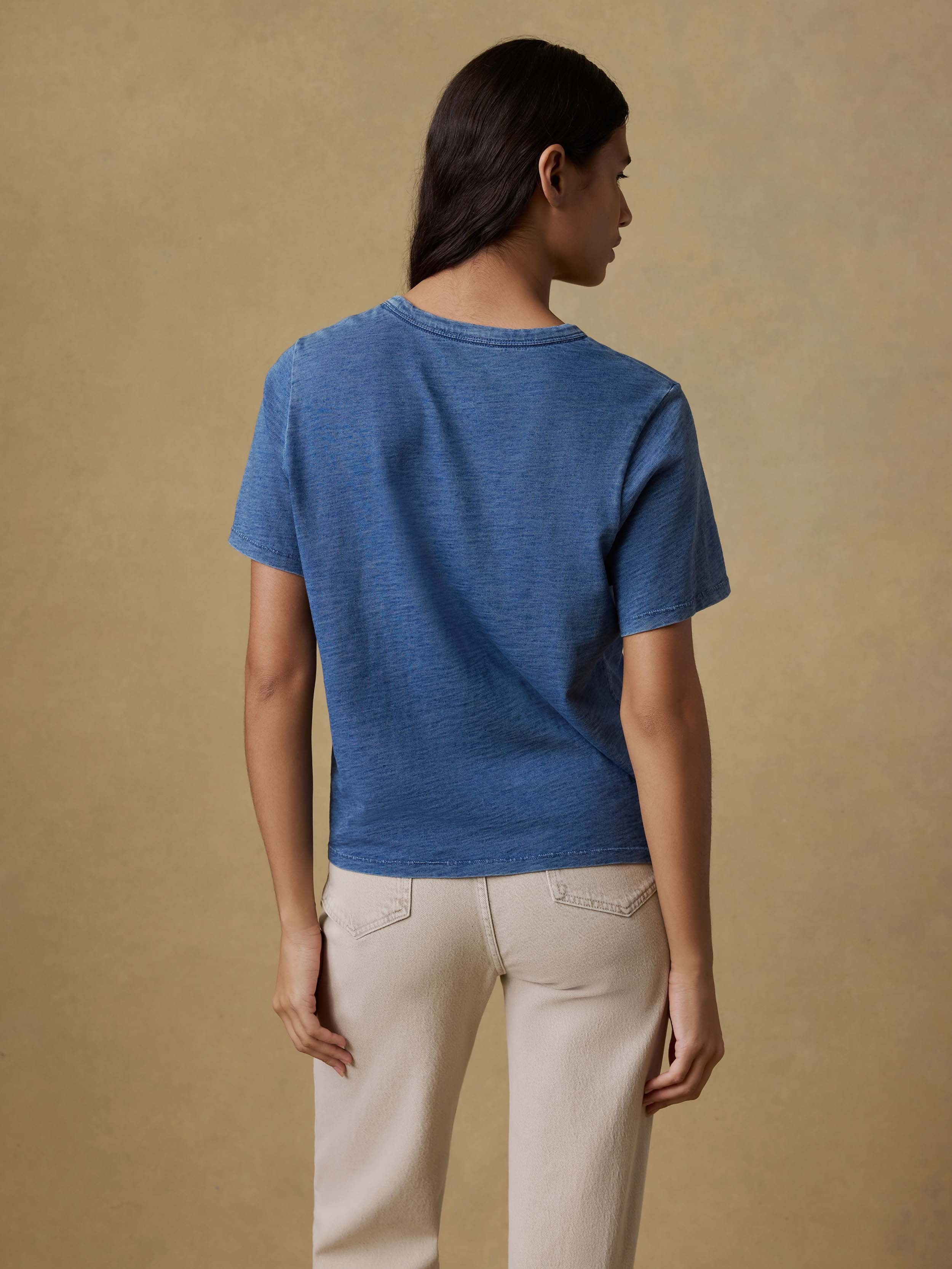 Sunwashed Regenerative Essential Tee - Medium Indigo Wash