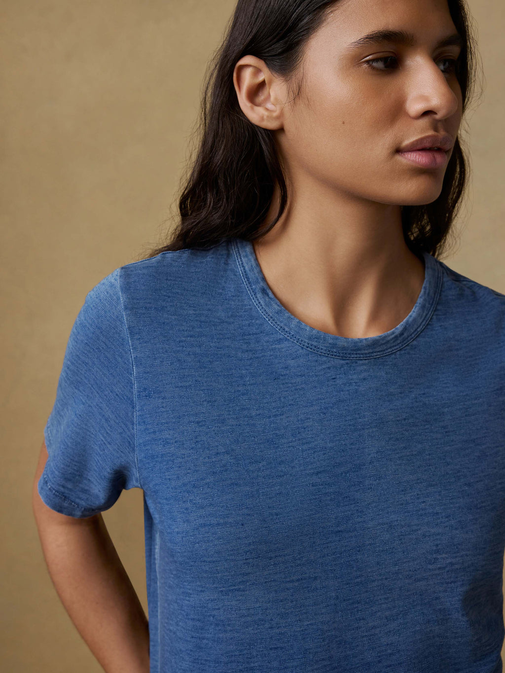Sunwashed Regenerative Essential Tee - Medium Indigo Wash