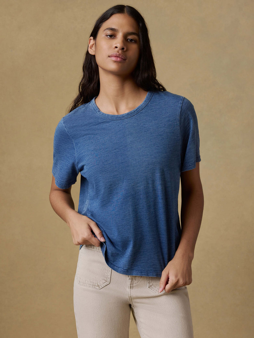 Sunwashed Regenerative Essential Tee - Medium Indigo Wash