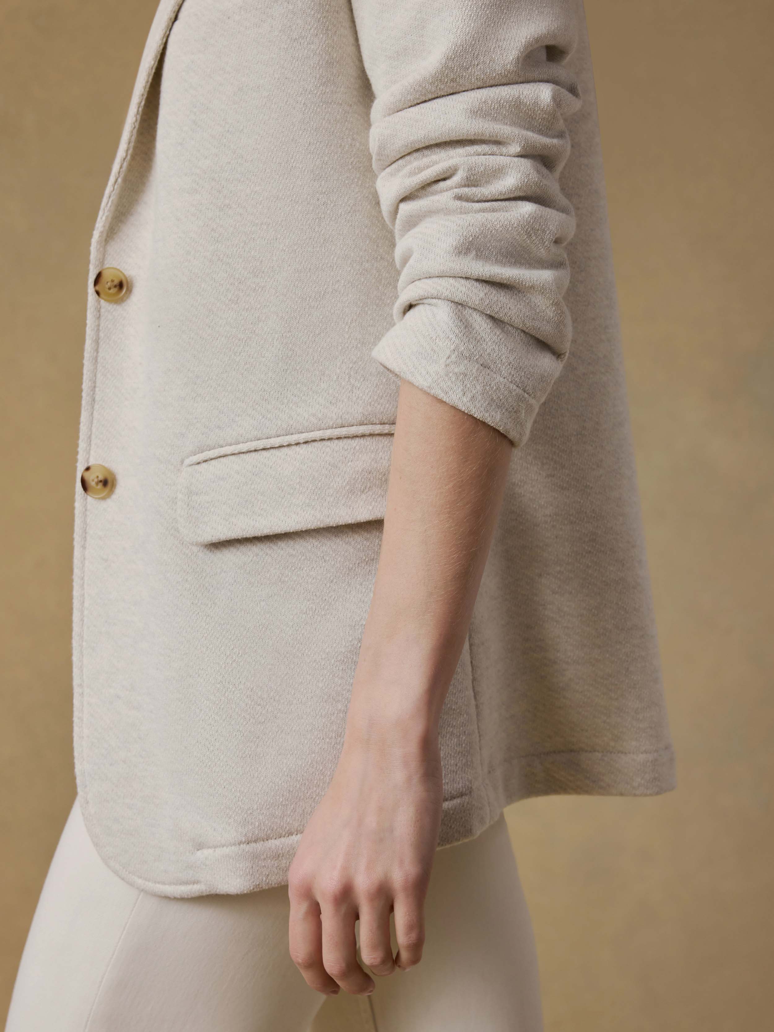 Inlet Knit Blazer - Light Oatmeal Melange