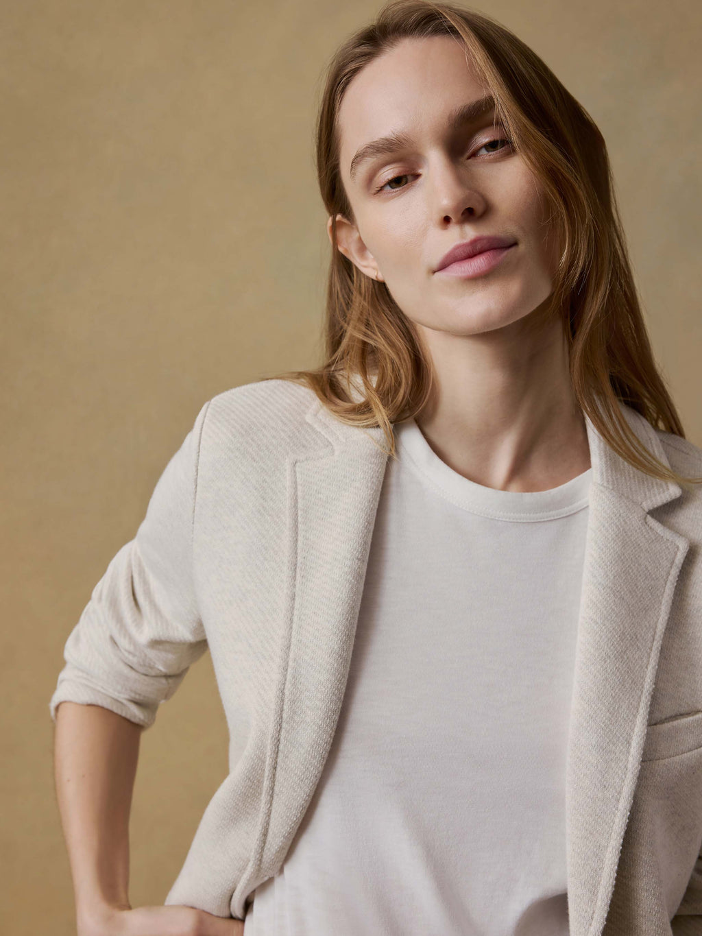 Inlet Knit Blazer - Light Oatmeal Melange