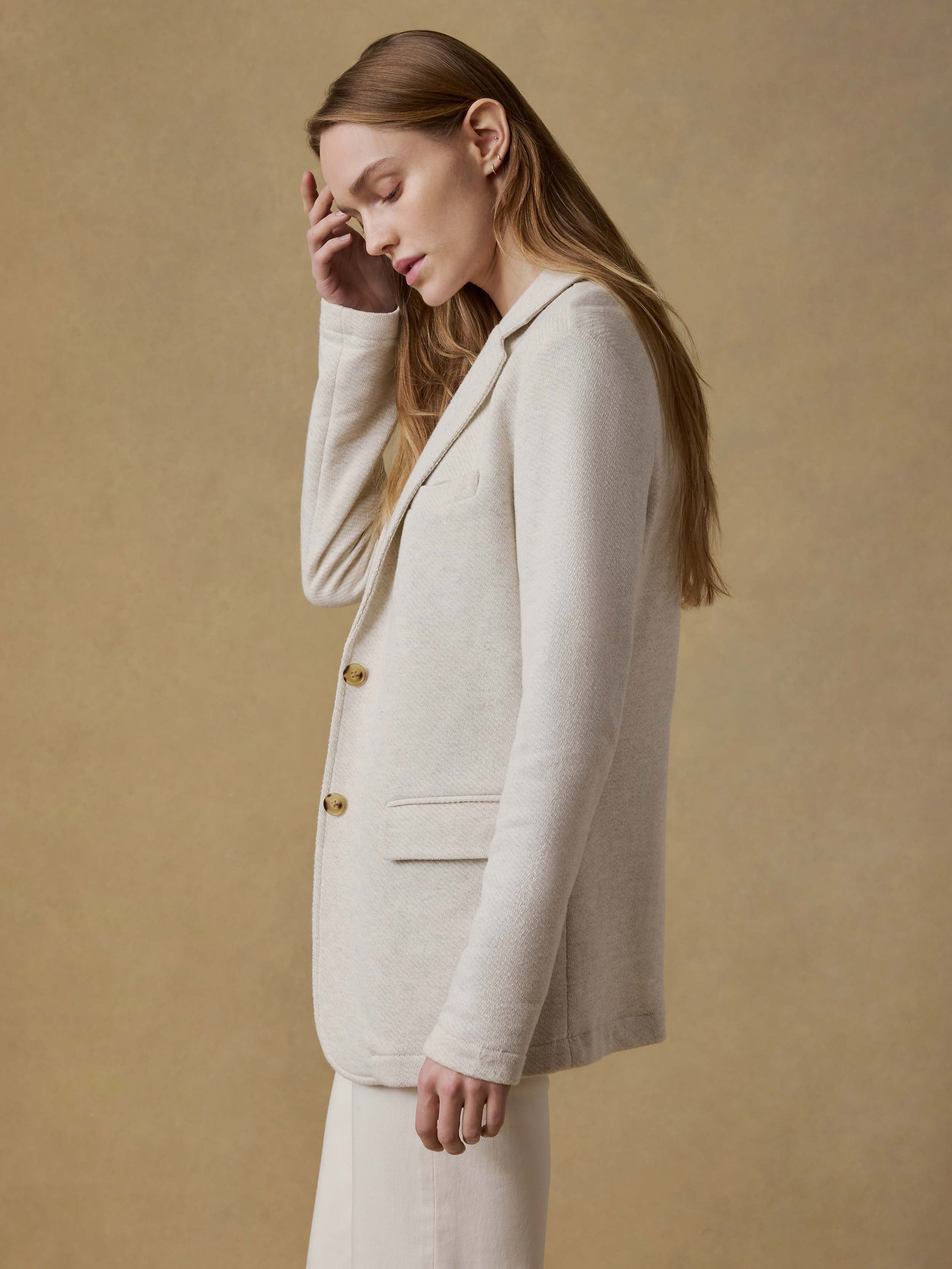 Inlet Knit Blazer - Light Oatmeal Melange