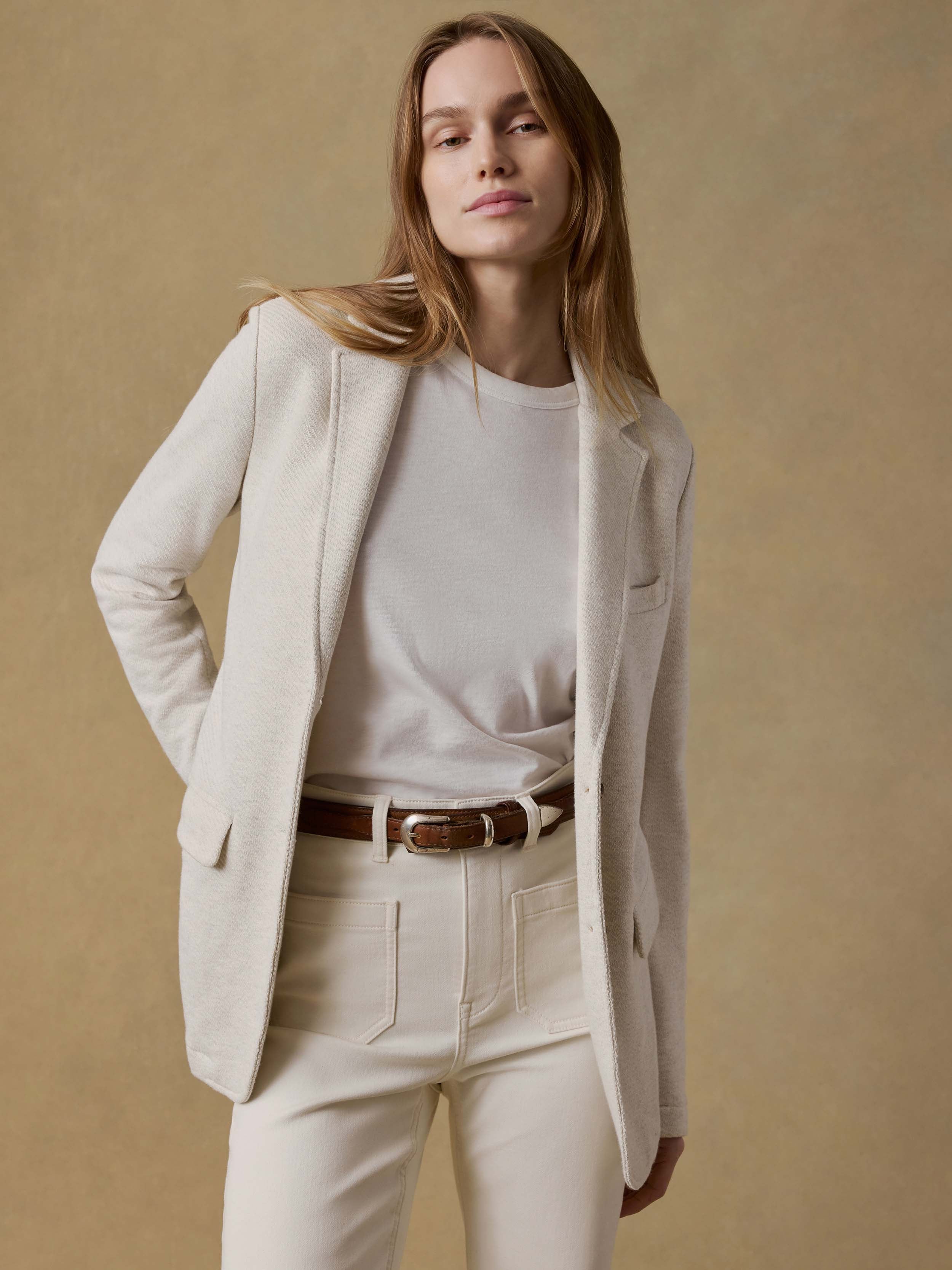 Inlet Knit Blazer - Light Oatmeal Melange
